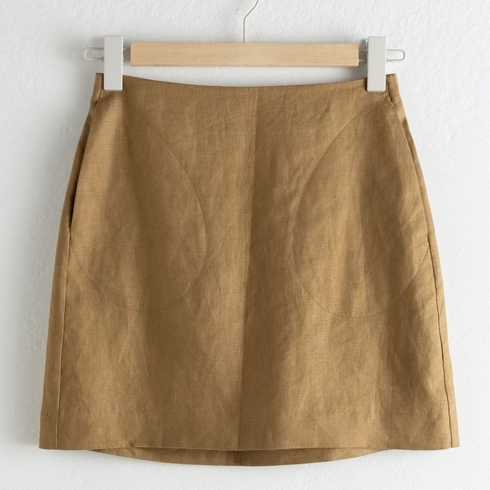 & Other Stories - Linen Mini Skirt - Camel